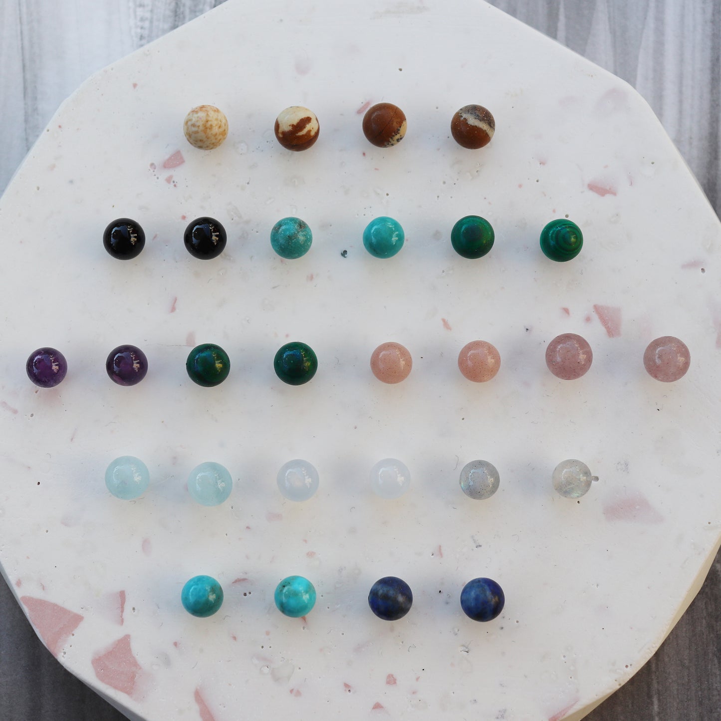Semi-precious Gemstone Dot Studs