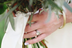 Rose cut sapphire engagement ring leaf wedding band gold