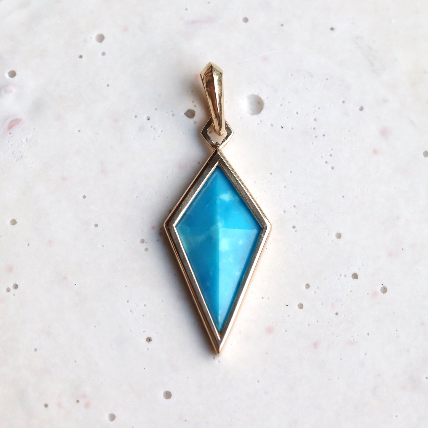 Large Diadem Gold Kite Pendant - Turquoise