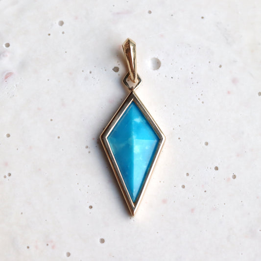 Large Diadem Gold Kite Pendant - Turquoise