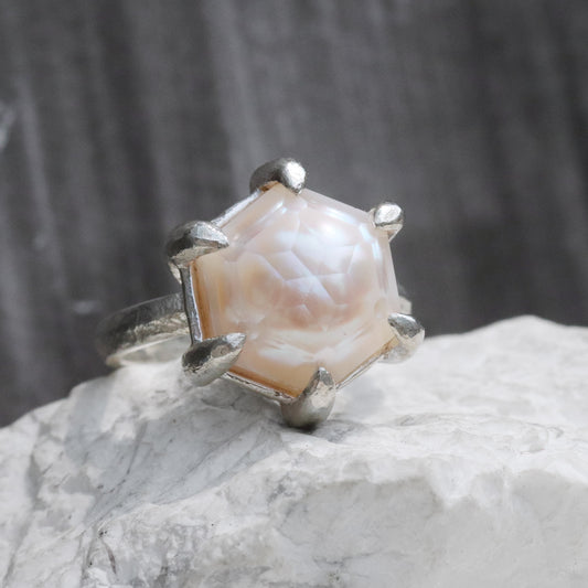Facetted Pink Pearl Ring