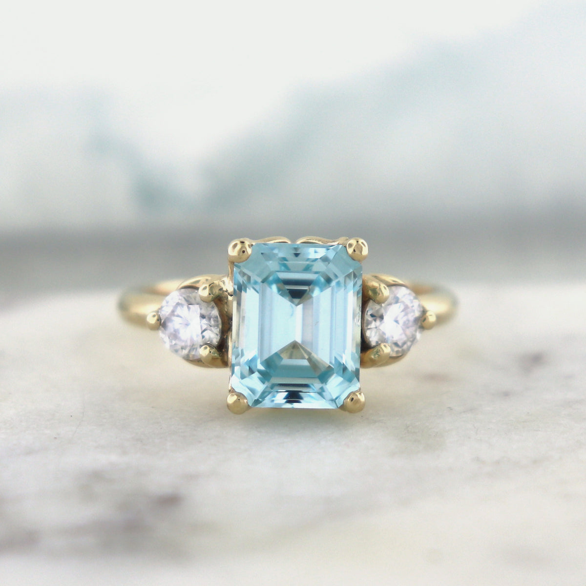 Cecilia - Tulip Basket Three Stone Engagement Ring Mount