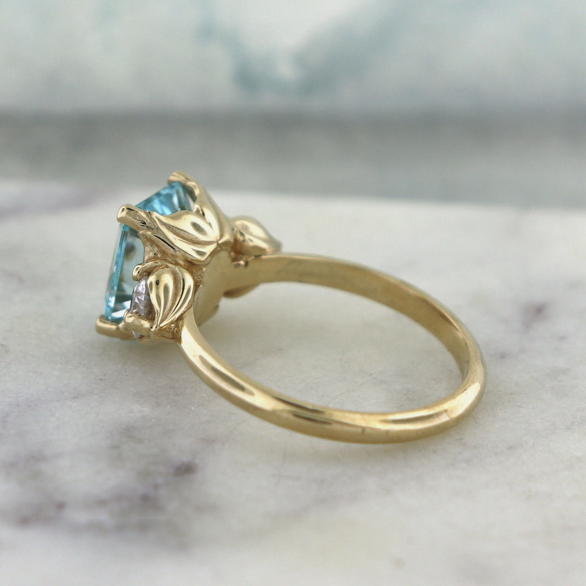 Cecilia - Tulip Basket Three Stone Engagement Ring Mount