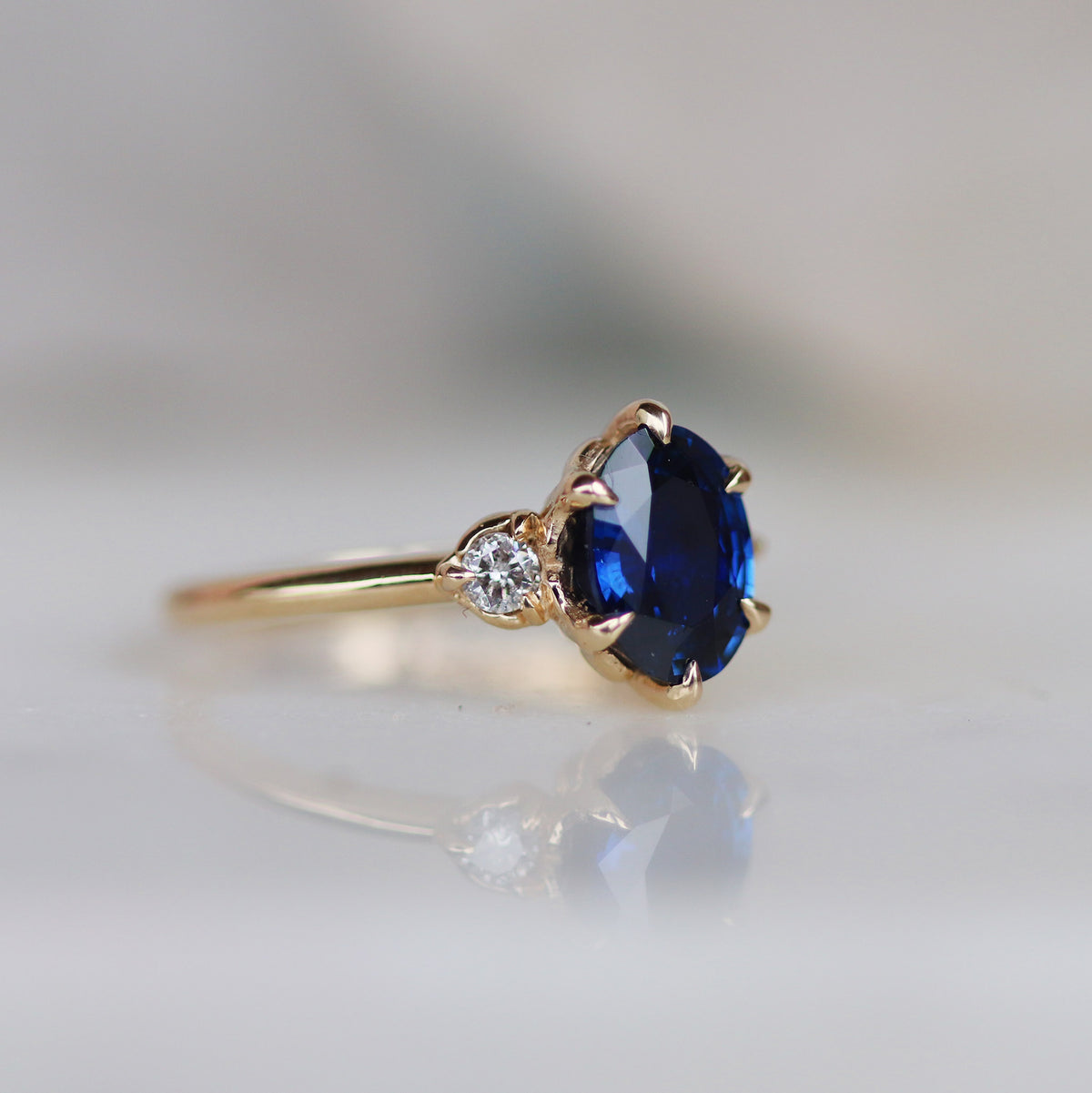 Cecilia - Tulip Basket Three Stone Engagement Ring Mount