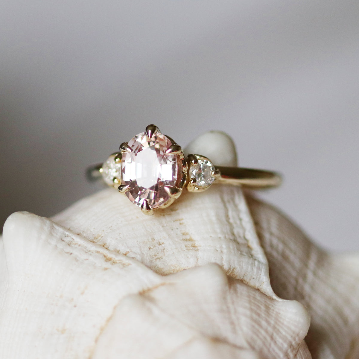 Cecilia - Tulip Basket Three Stone Engagement Ring Mount