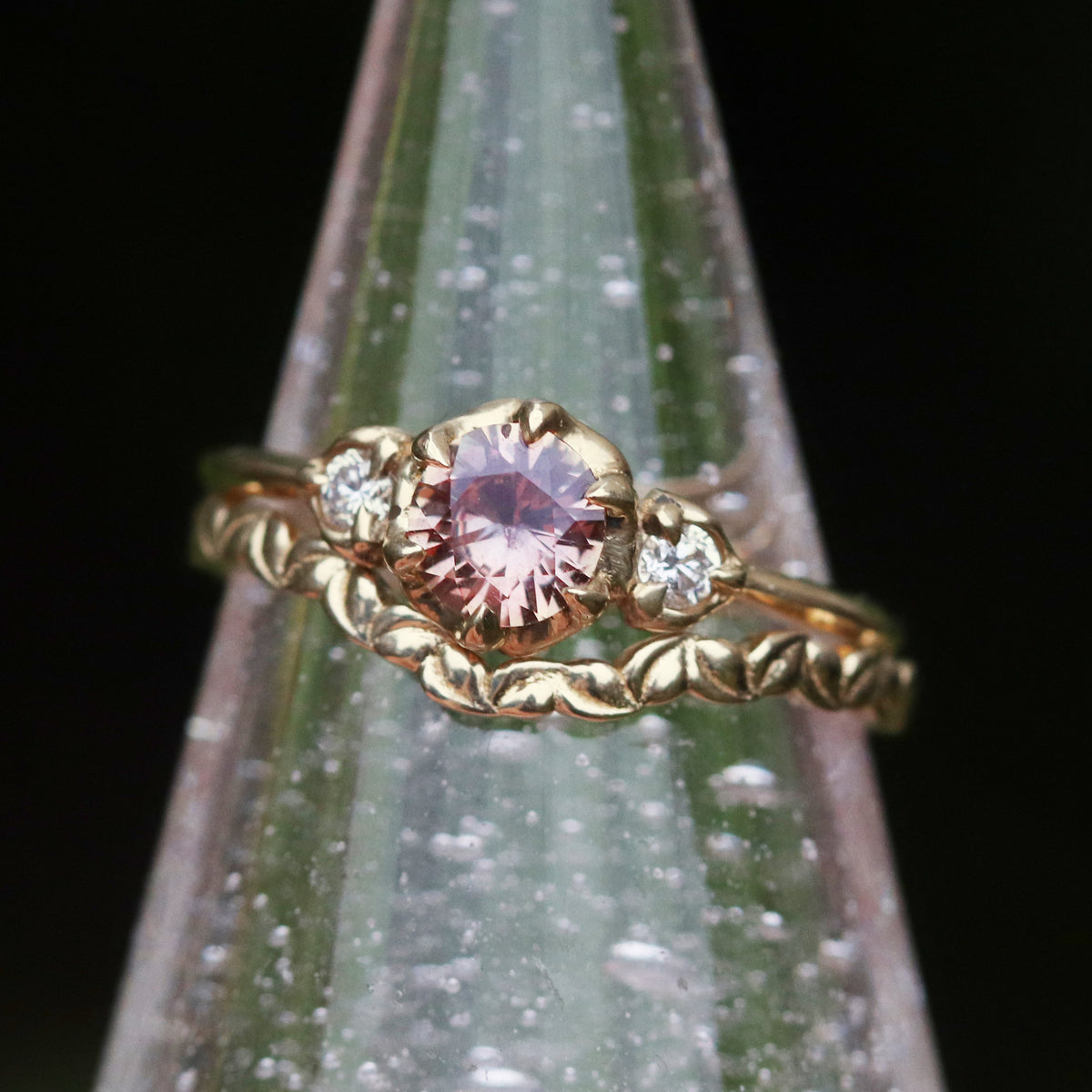 Cecilia - Tulip Basket Three Stone Engagement Ring Mount
