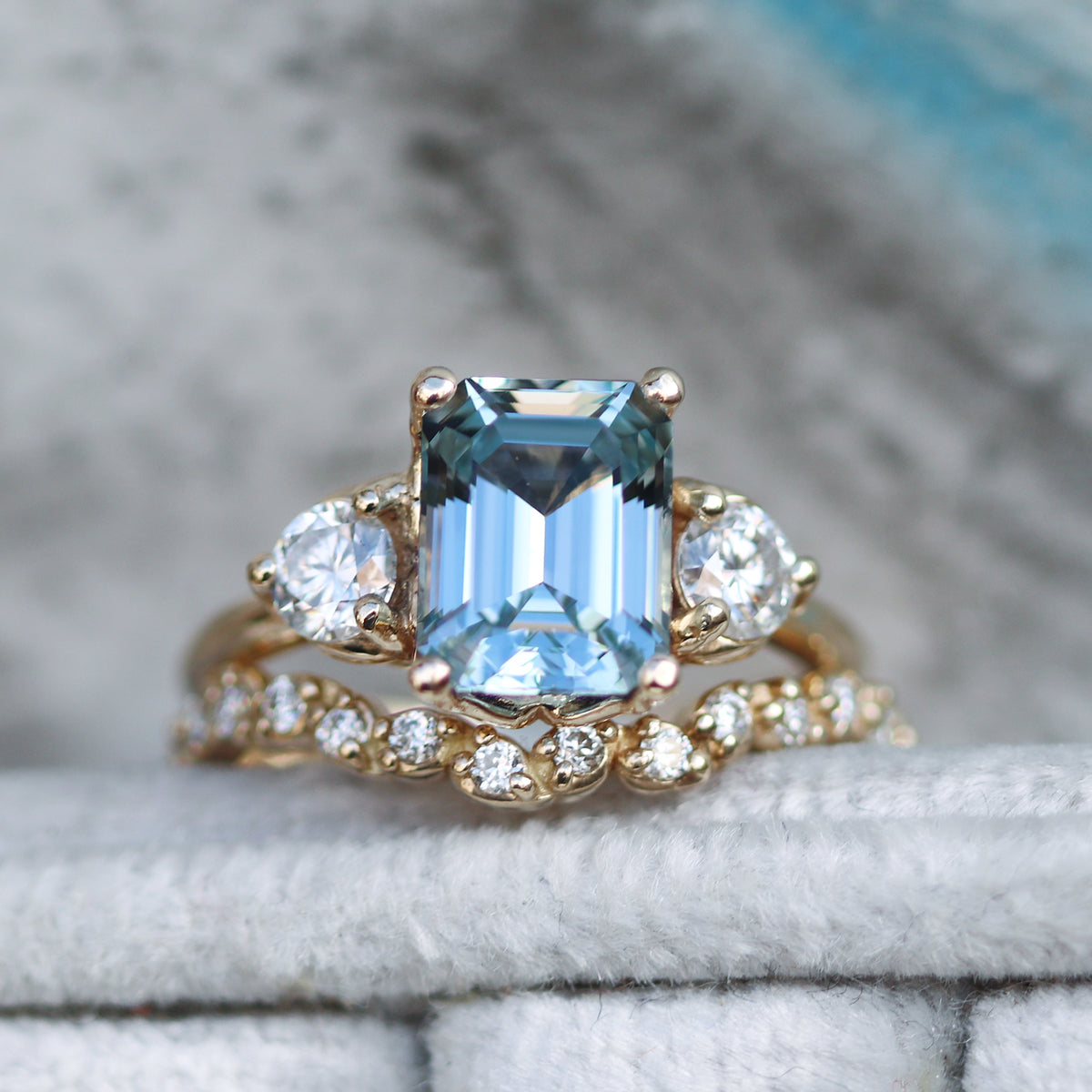 Cecilia - Tulip Basket Three Stone Engagement Ring Mount
