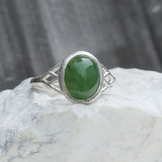 Silver Filigree Ring - BC Nephrite Jade