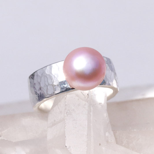 Rustic Pink Pearl Wide Band