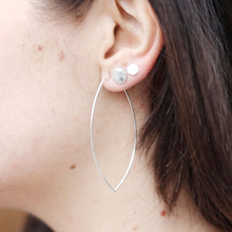 Leaf Hammered Hoops Medium - 2 for 1 wire hoops