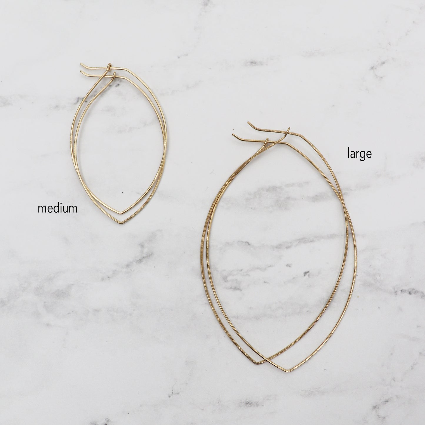 Leaf Hammered Hoops Medium - 2 for 1 wire hoops