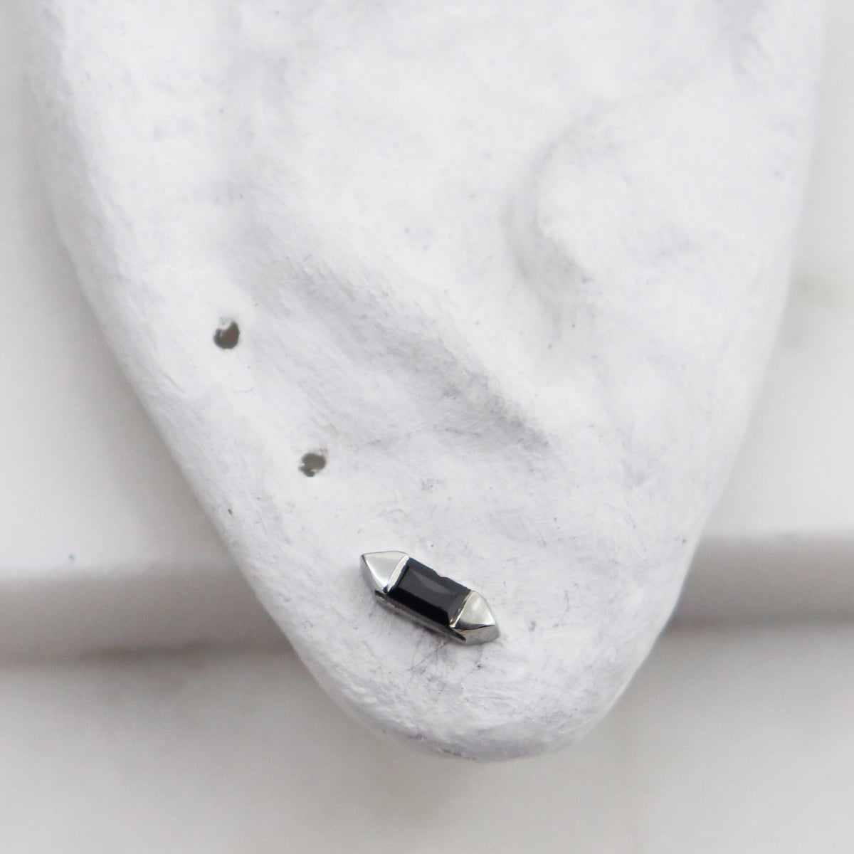 Long Hex Studs - black diamond