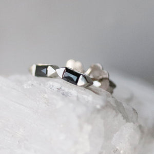 Long Hex Studs - black diamond