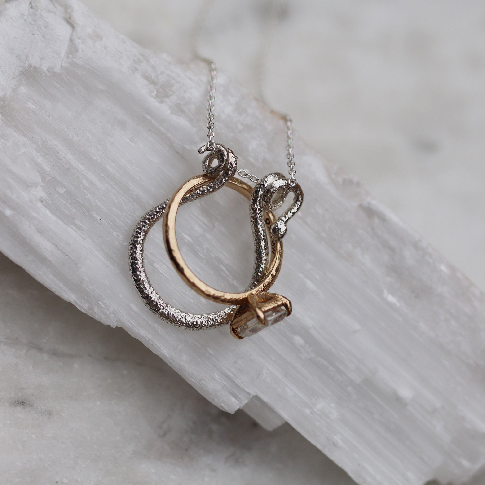 Geometric Diamond Ring Holder Necklace- Gold - Willow and Stag